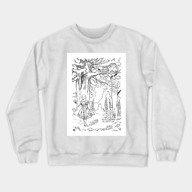Alice in Wonderland Cheshire Cat Black & White Crewneck Sweatshirt by matjackson